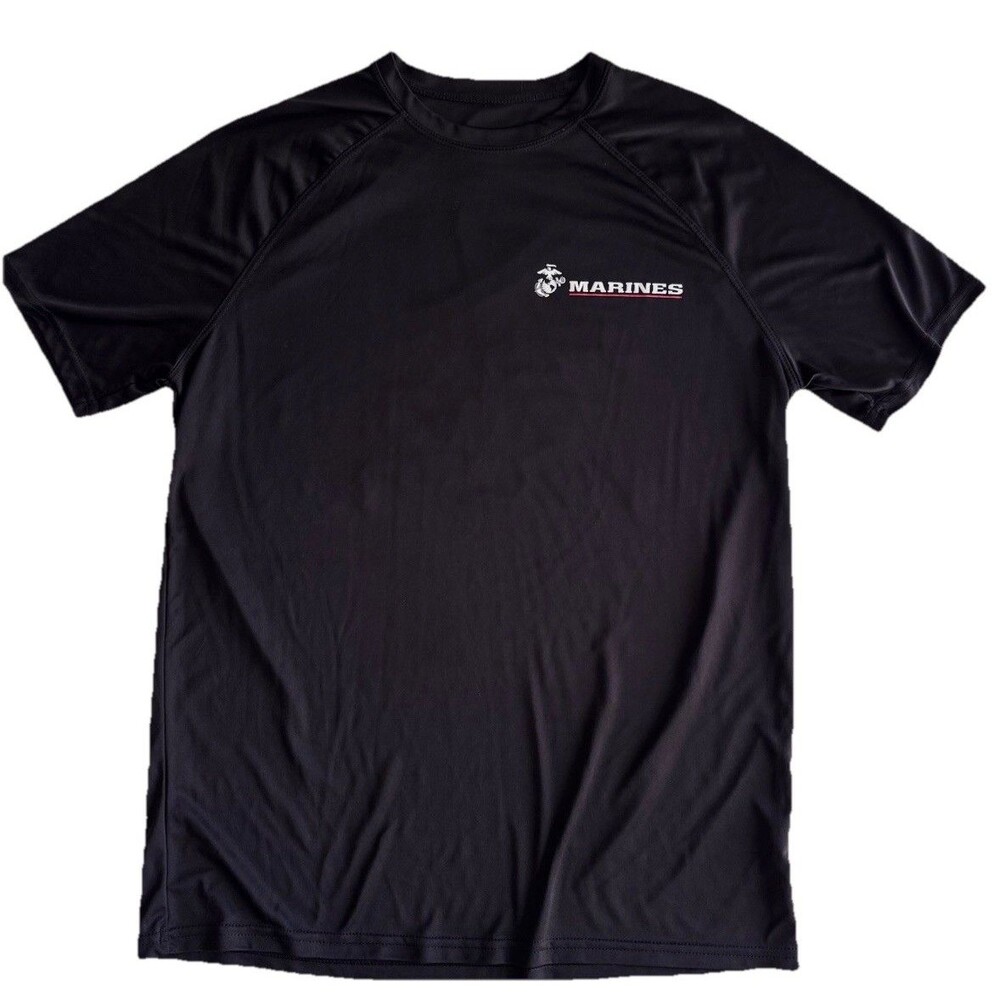 US Marines Performance T-Shirt Black Short Sleeve Athletic Tee Mens Size M